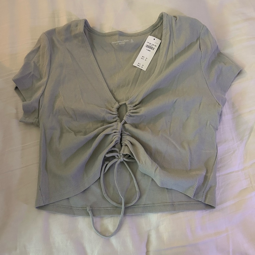 Abercrombie and Fitch Women's sage Ruched Top XL